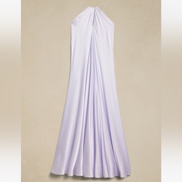 New! BANANA REPUBLIC Luxurious 💯% Silk Maxi Dress, Whisper Violet, Sz L 🎁 - Picture 2 of 7